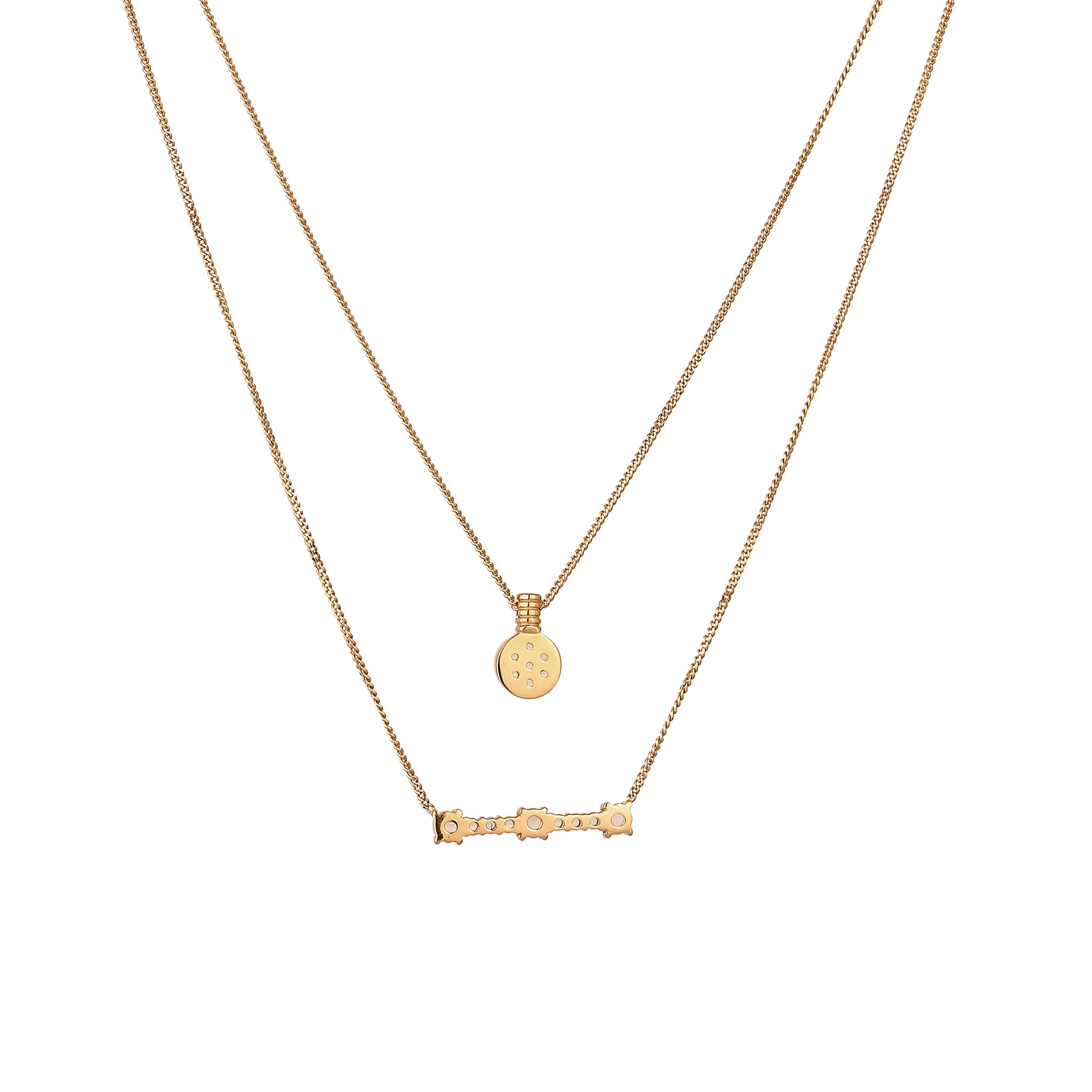 Gold Kalung Perhiasan Perak 925 Wanita Layer Moonstone Gold Plated
