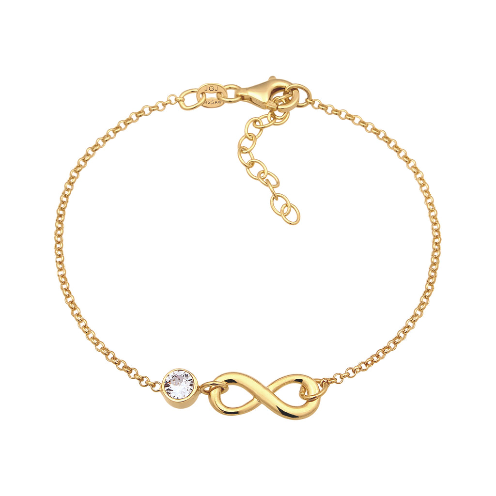 Gold Gelang Perhiasan Perak 925 Wanita Infinity White Crystals Gold Plated