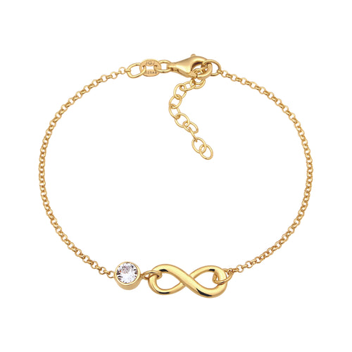Gold Gelang Perhiasan Perak 925 Wanita Infinity White Crystals Gold Plated