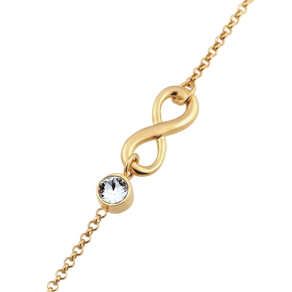 Gold Gelang Perhiasan Perak 925 Wanita Infinity White Crystals Gold Plated