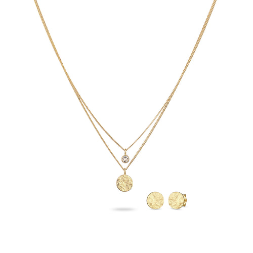 Gold Set Perhiasan Perak 925 Wanita Elegant Swarovski® Crystals Gold Plated