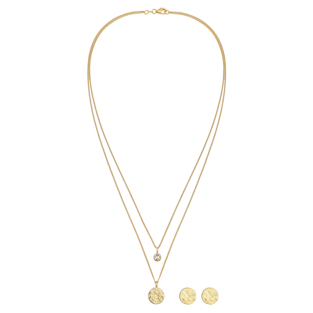 Gold Set Perhiasan Perak 925 Wanita Elegant Swarovski® Crystals Gold Plated