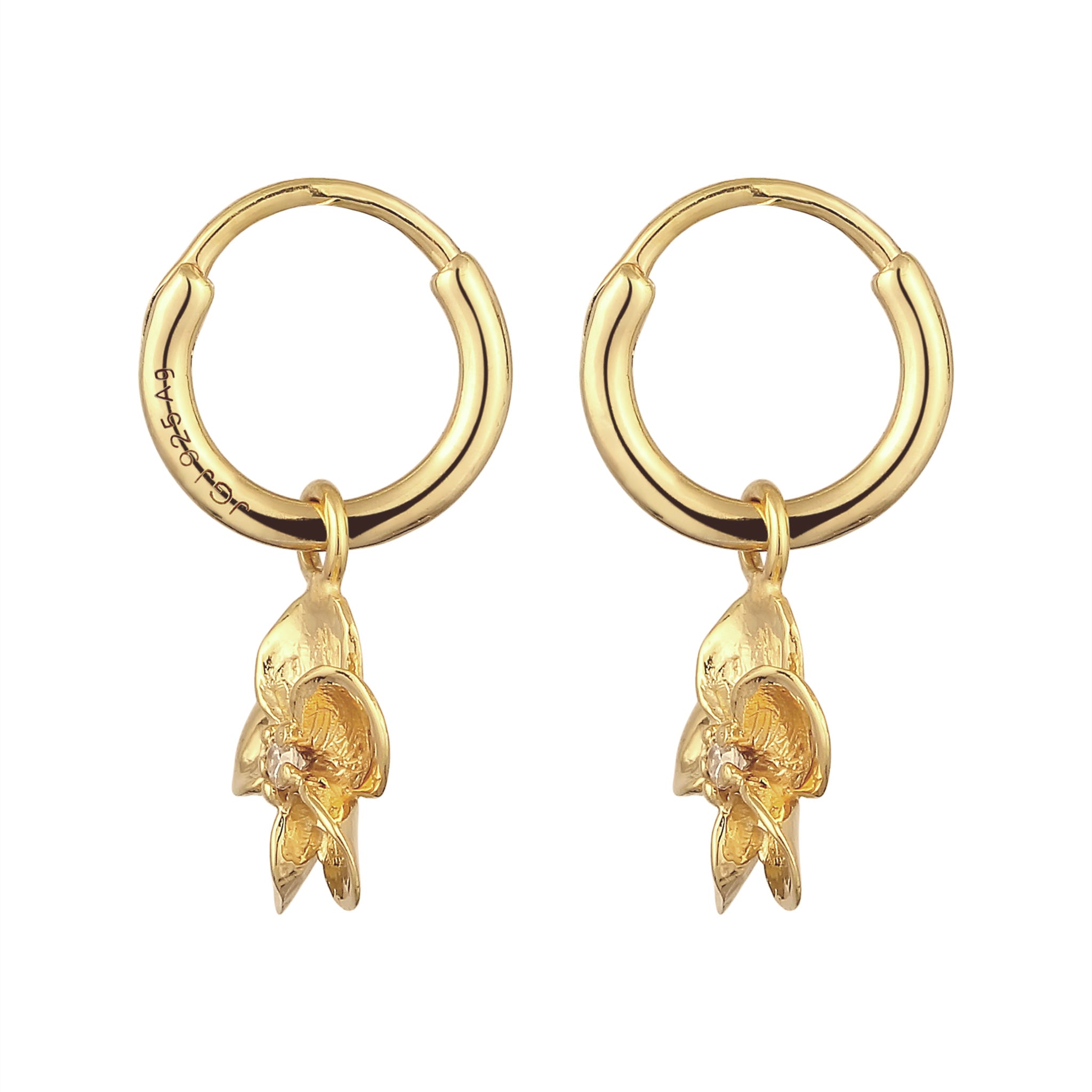 Gold Anting Perhiasan Perak 925 Wanita Creoles Frangipani Flower Zirconia Gold Plated