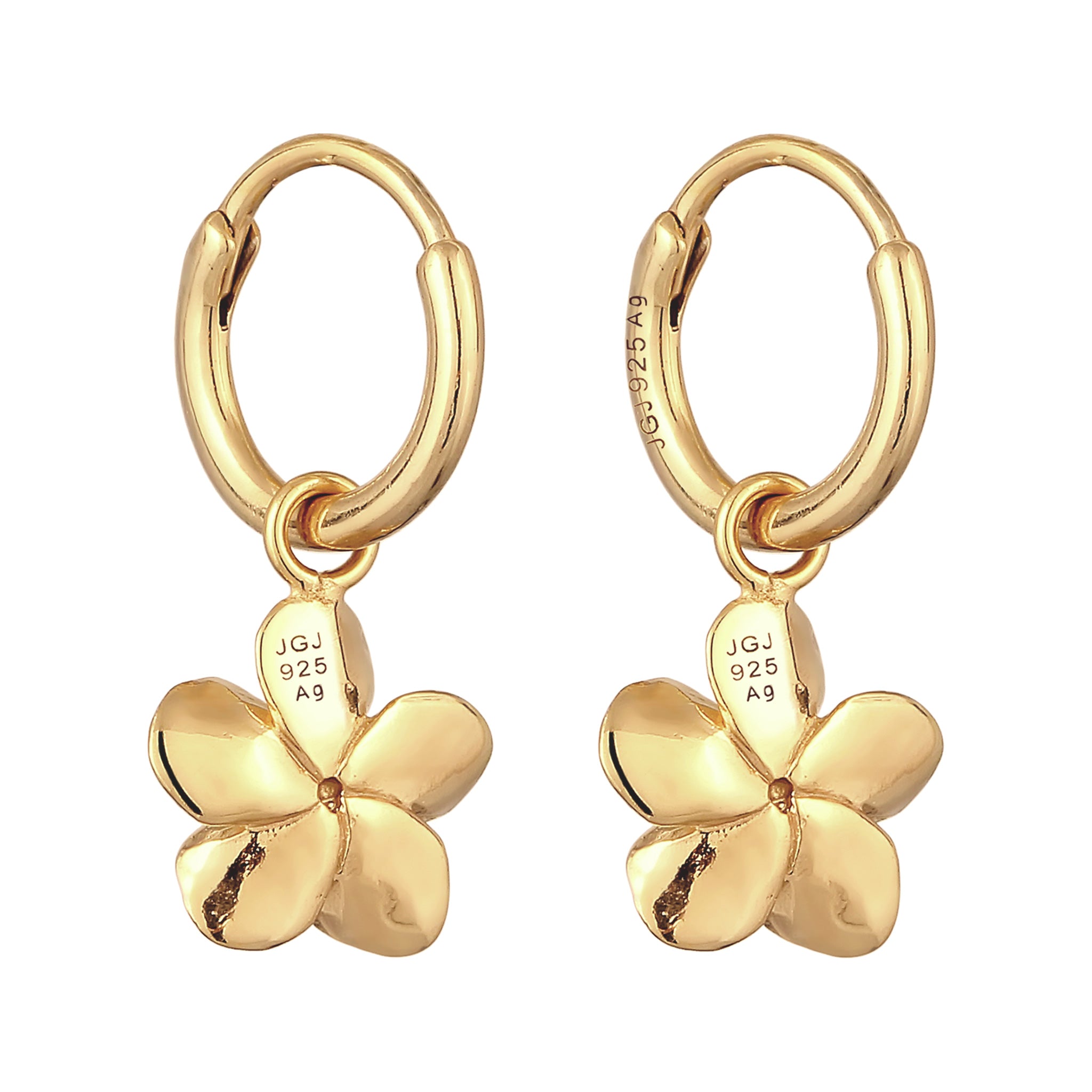 Gold Anting Perhiasan Perak 925 Wanita Creoles Frangipani Flower Zirconia Gold Plated