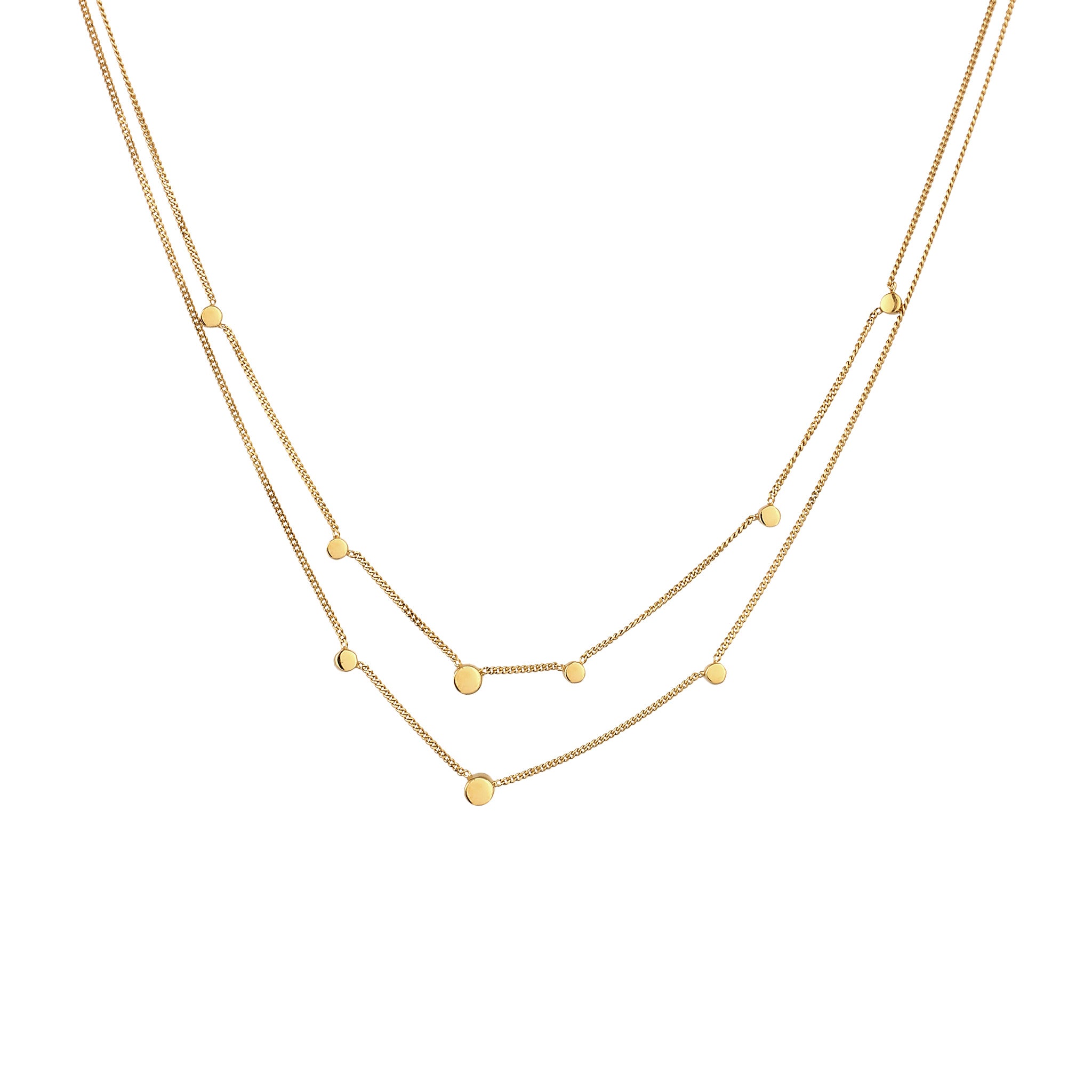 Gold Kalung Perhiasan Perak 925 Wanita Layer Circle White Crystals Gold Plated