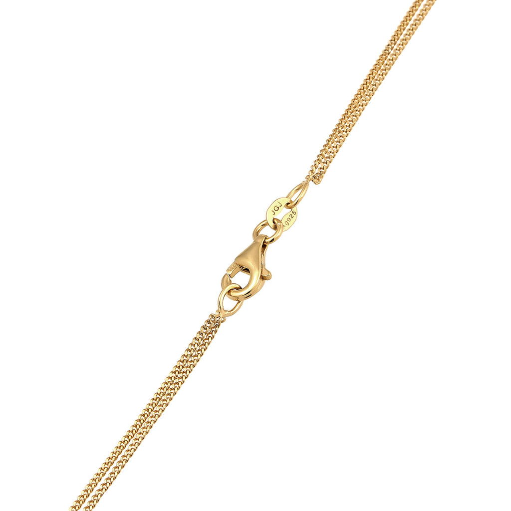 Gold Kalung Perhiasan Perak 925 Wanita Layer Circle White Crystals Gold Plated