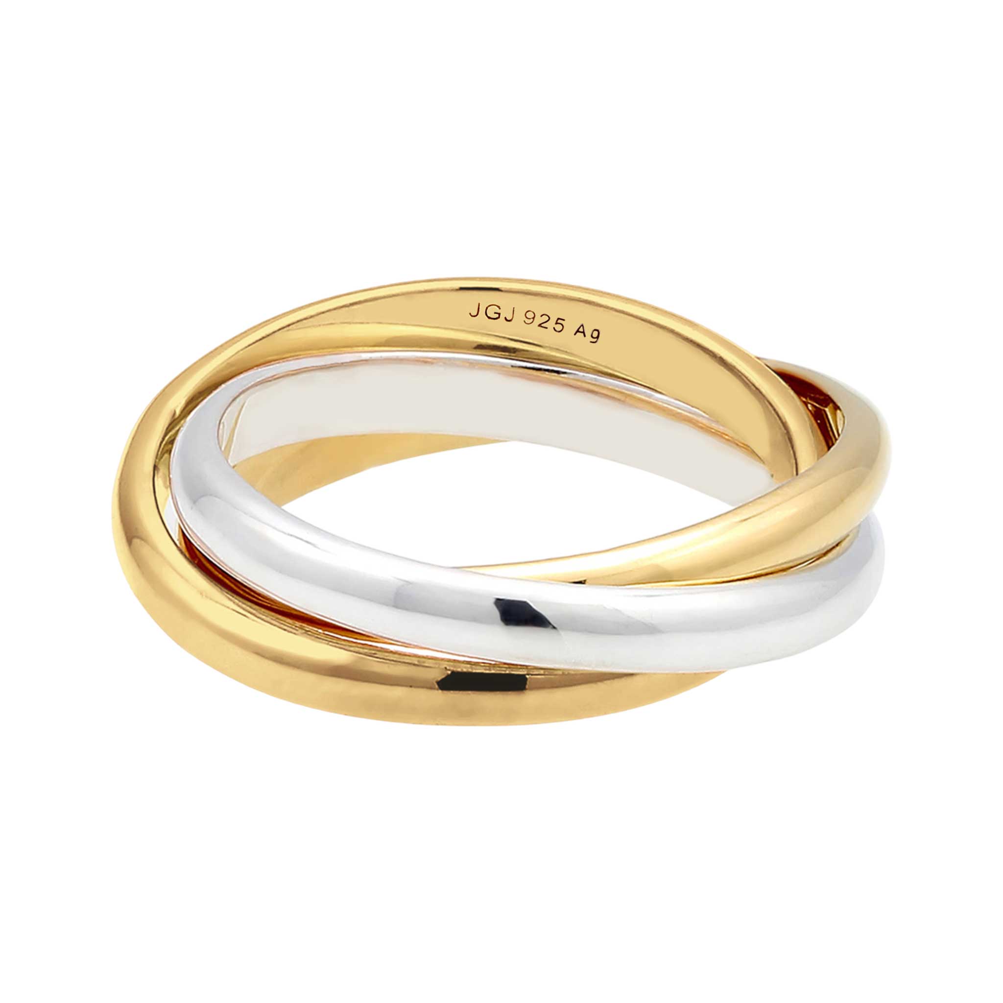Bicolor Cincin Perhiasan Perak 925 Wanita Triple Basic Bicolor