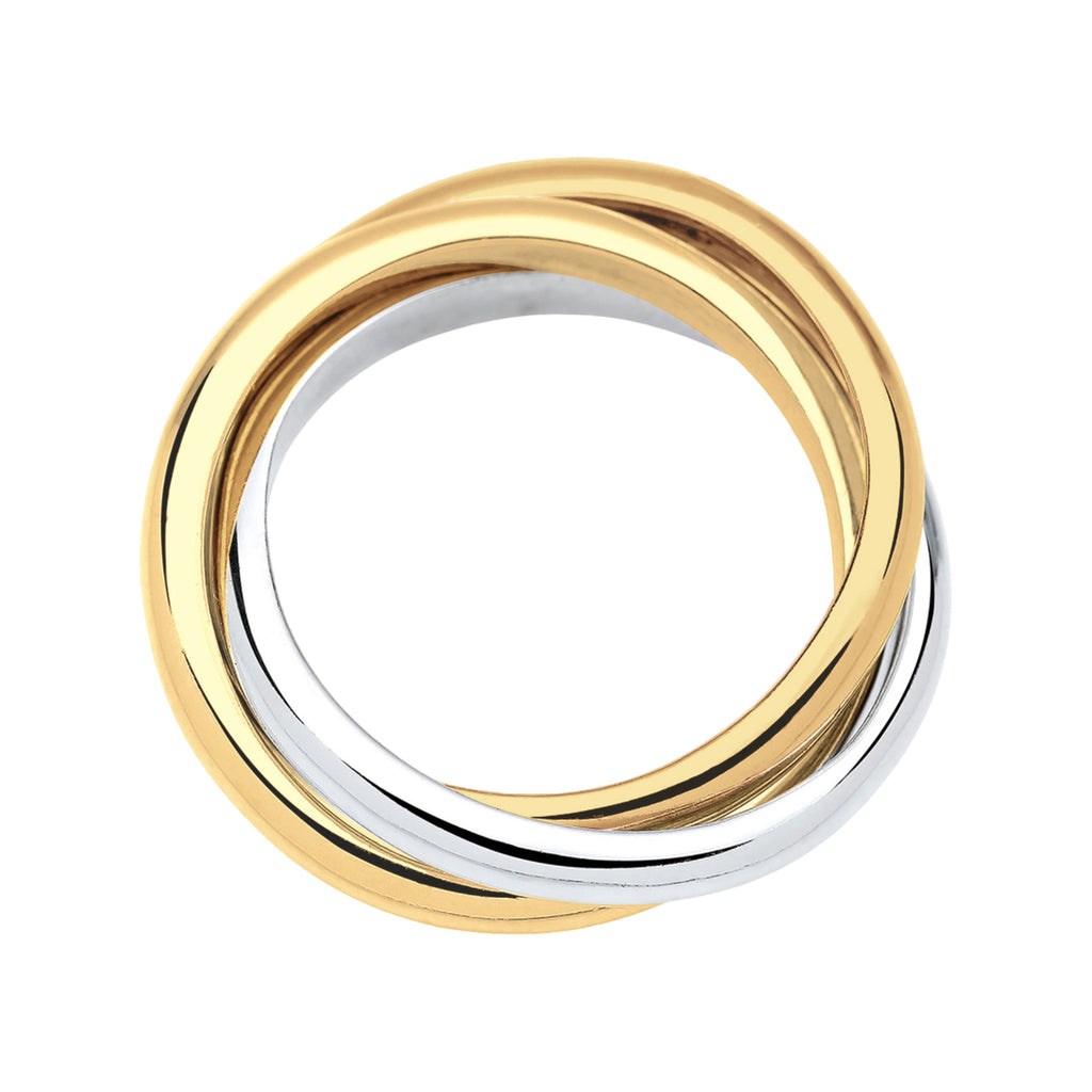 Bicolor Cincin Perhiasan Perak 925 Wanita Triple Basic Bicolor