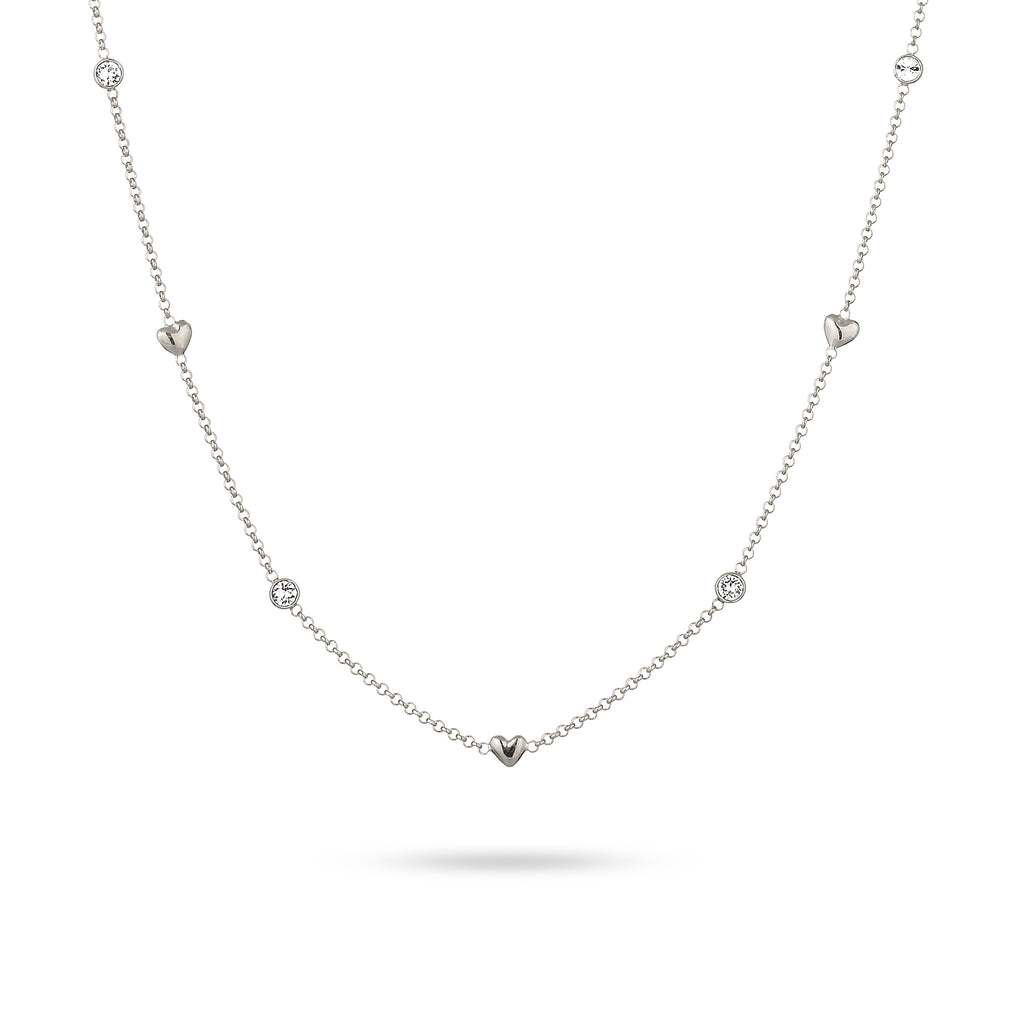 Silver Kalung Perhiasan Perak 925 Wanita Heart White Crystals