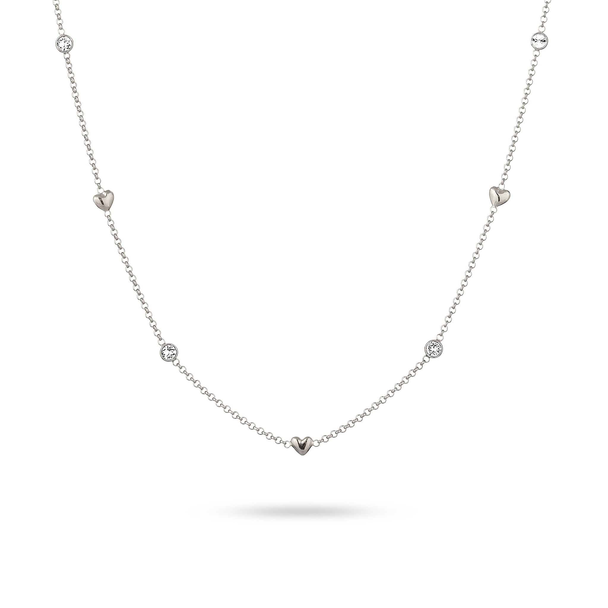 Silver Kalung Perhiasan Perak 925 Wanita Heart White Crystals