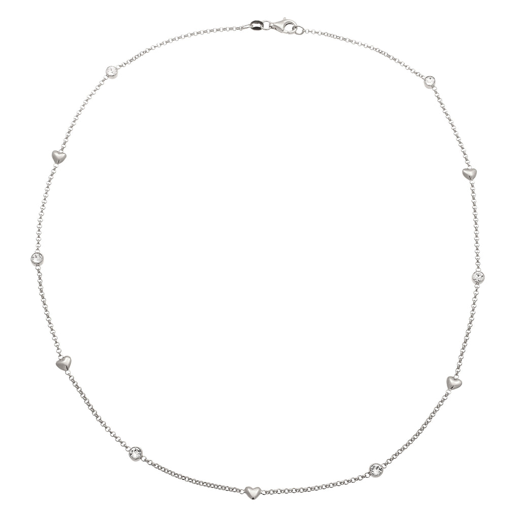 Silver Kalung Perhiasan Perak 925 Wanita Heart White Crystals