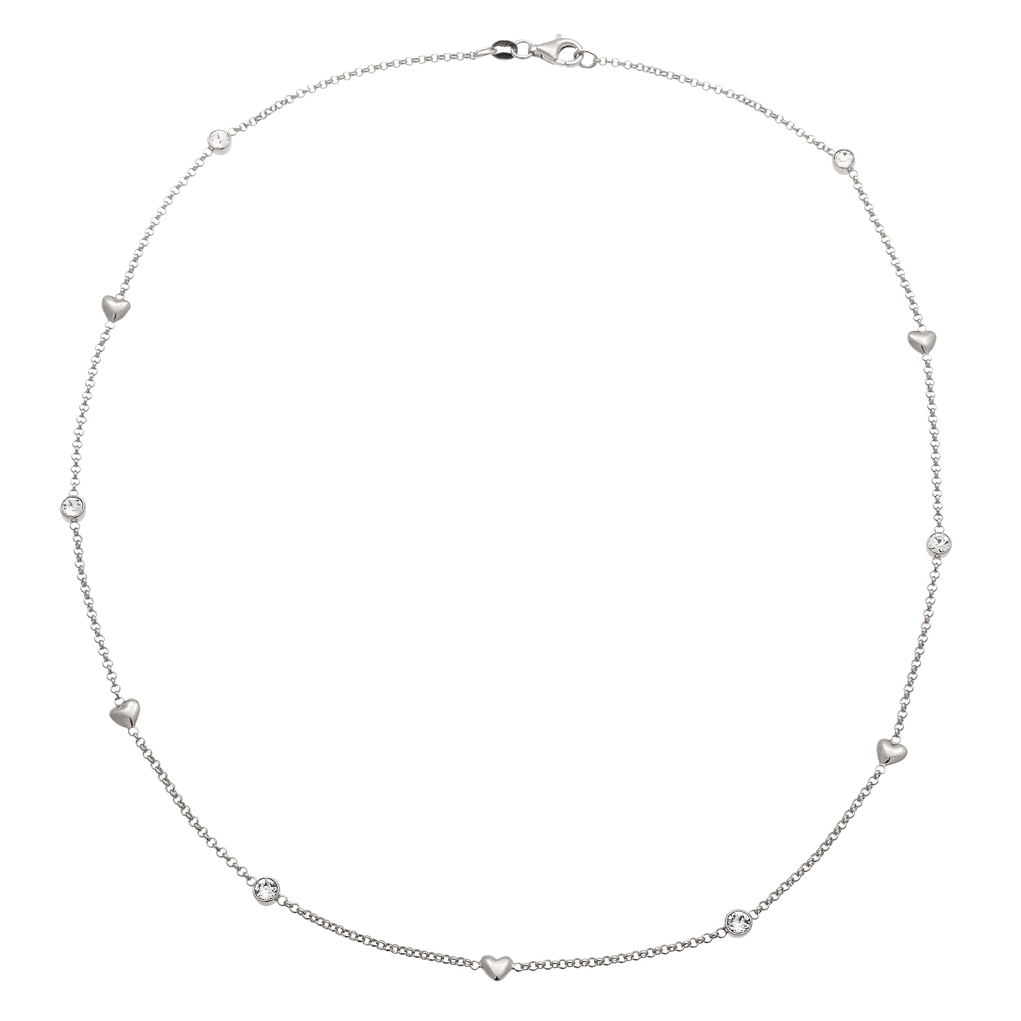 Silver Kalung Perhiasan Perak 925 Wanita Heart White Crystals