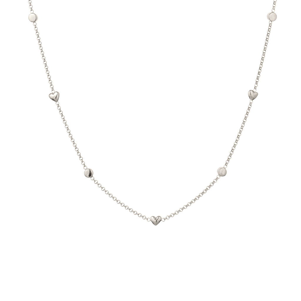 Silver Kalung Perhiasan Perak 925 Wanita Heart White Crystals