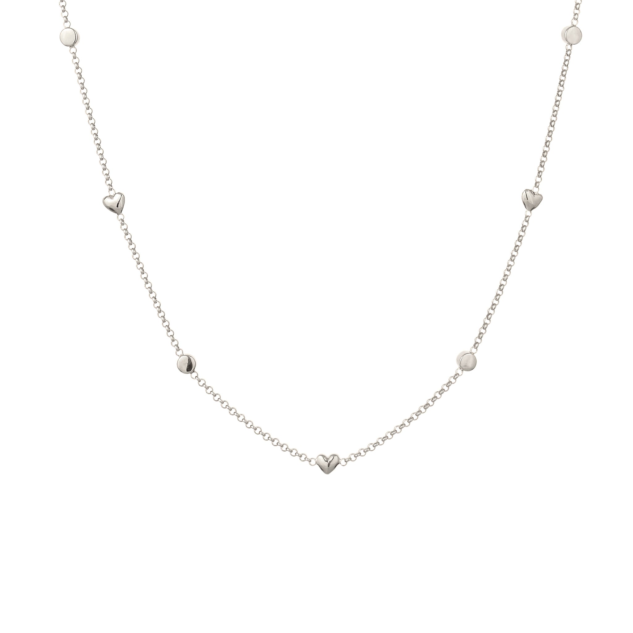 Silver Kalung Perhiasan Perak 925 Wanita Heart White Crystals
