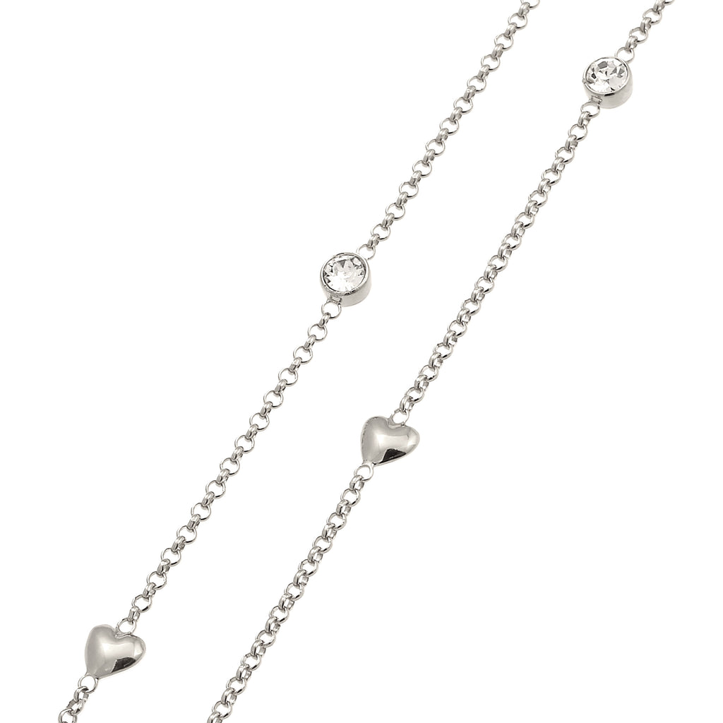 Silver Kalung Perhiasan Perak 925 Wanita Heart White Crystals