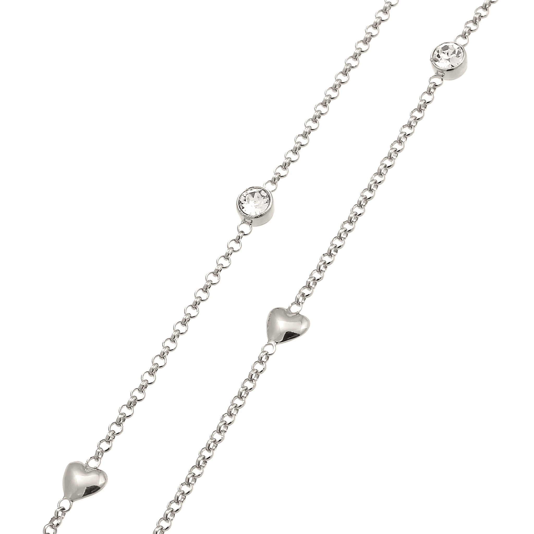 Silver Kalung Perhiasan Perak 925 Wanita Heart White Crystals