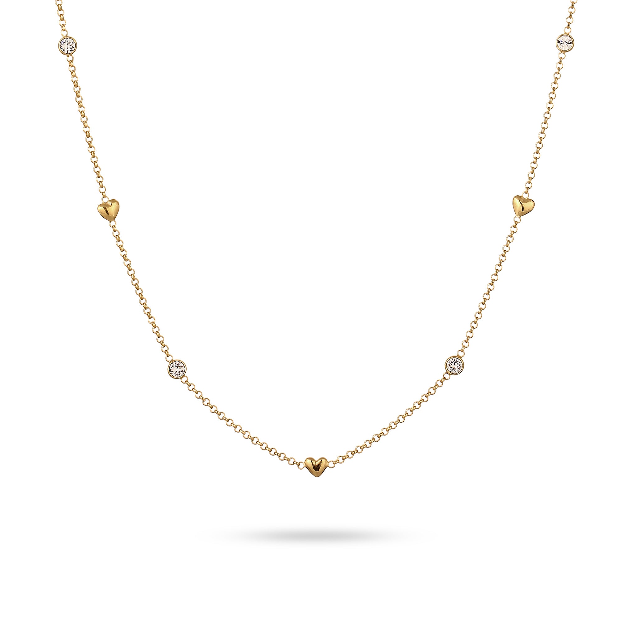 Gold Kalung Perhiasan Perak 925 Wanita Heart White Crystals Gold Plated