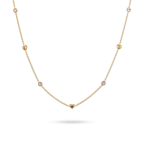 Gold Kalung Perhiasan Perak 925 Wanita Heart White Crystals Gold Plated