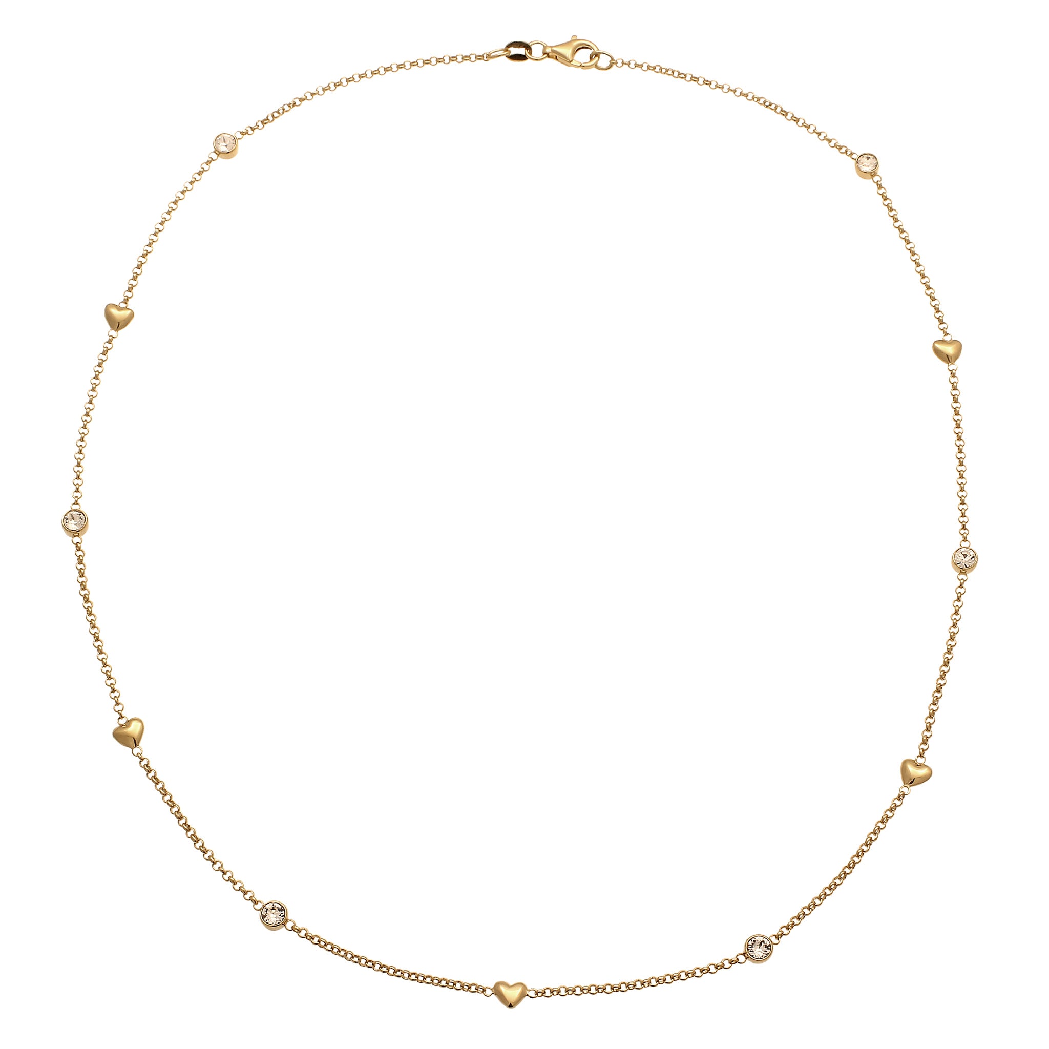 Gold Kalung Perhiasan Perak 925 Wanita Heart White Crystals Gold Plated