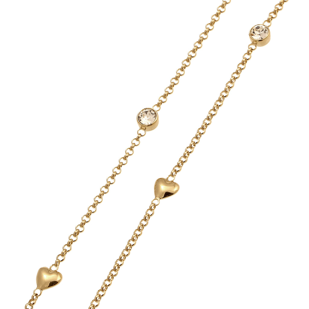 Gold Kalung Perhiasan Perak 925 Wanita Heart White Crystals Gold Plated