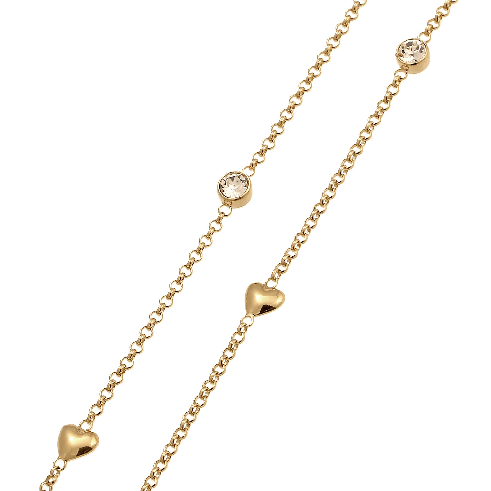 Gold Kalung Perhiasan Perak 925 Wanita Heart White Crystals Gold Plated