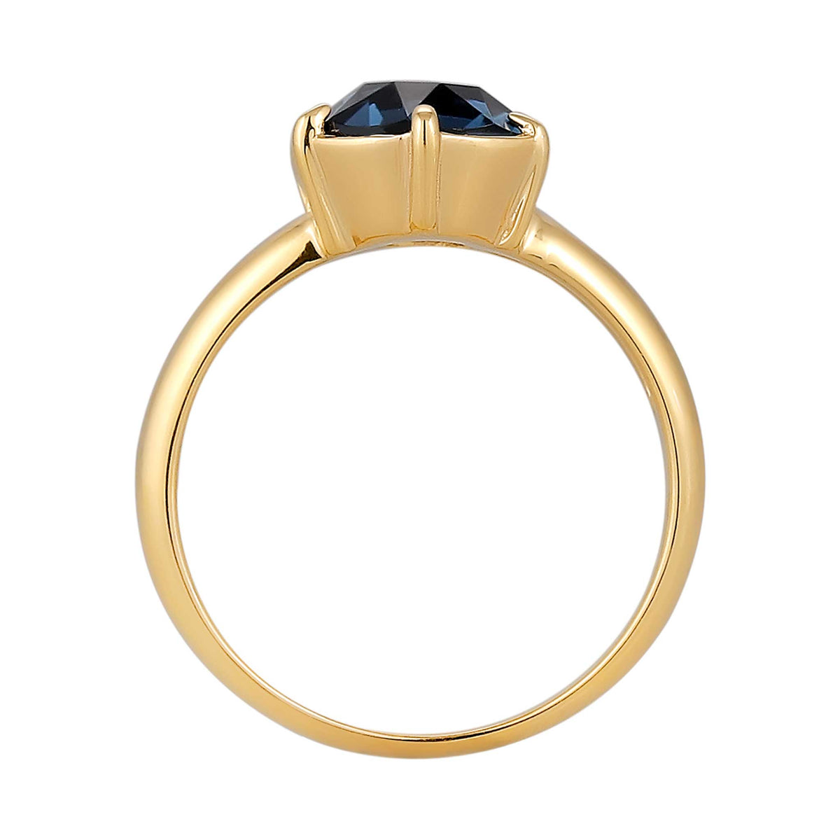 Gold - Elli | Ring Crystal Blue 925 Sterling Silver Gold Plated