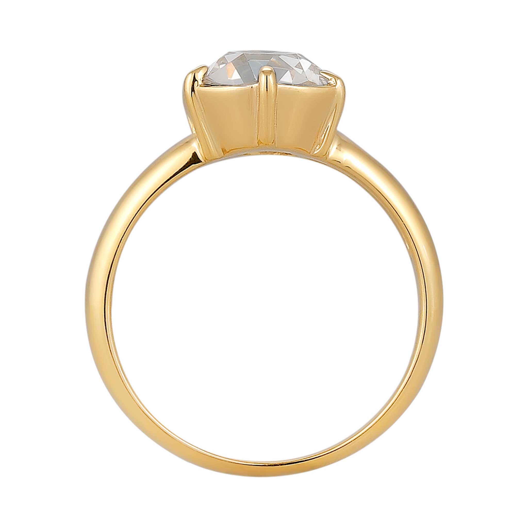 White Cincin Perhiasan Perak 925 Wanita Solitaire Elegant Crystal White Gold Plated