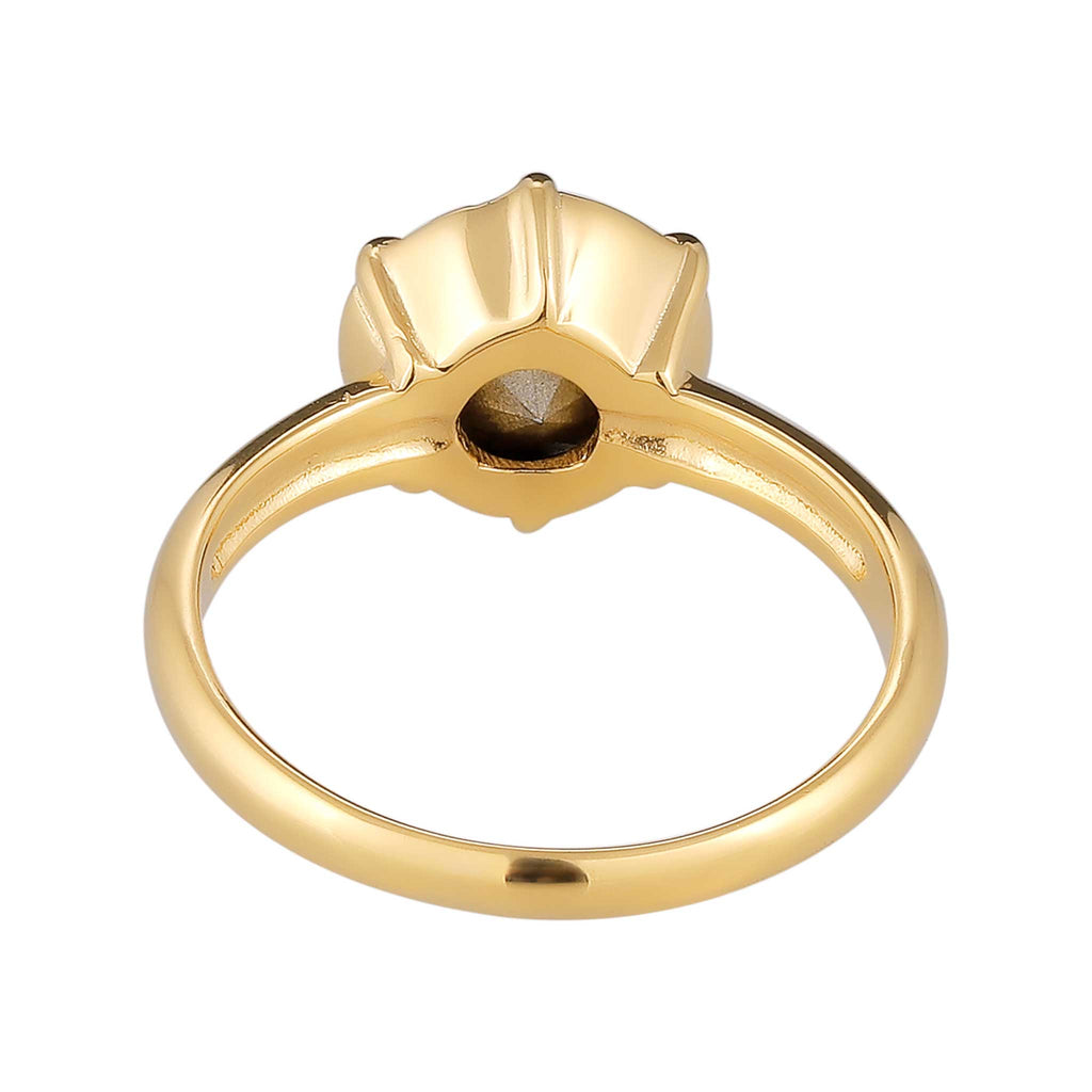 White Cincin Perhiasan Perak 925 Wanita Solitaire Elegant Crystal White Gold Plated