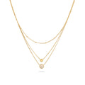 Gold Kalung Perhiasan Perak 925 Wanita Layer Circle Synthetic Opal Gold Plated