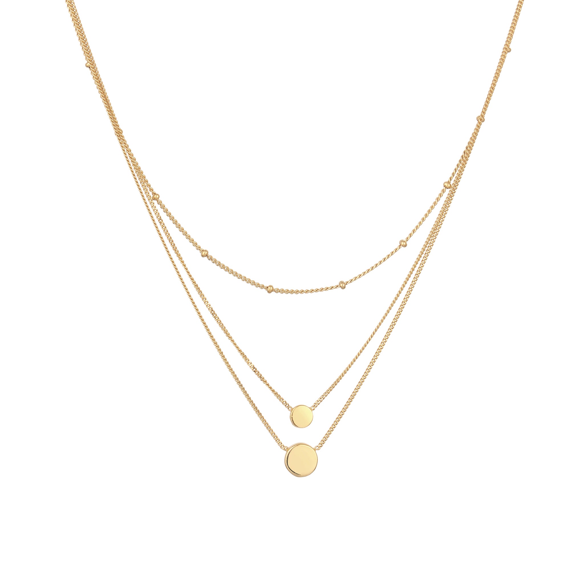 Gold Kalung Perhiasan Perak 925 Wanita Layer Circle Synthetic Opal Gold Plated