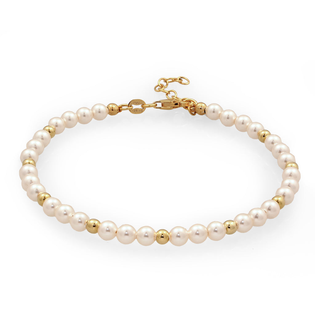Gold Gelang Perhiasan Perak 925 Elegant Pearl Gold Plated