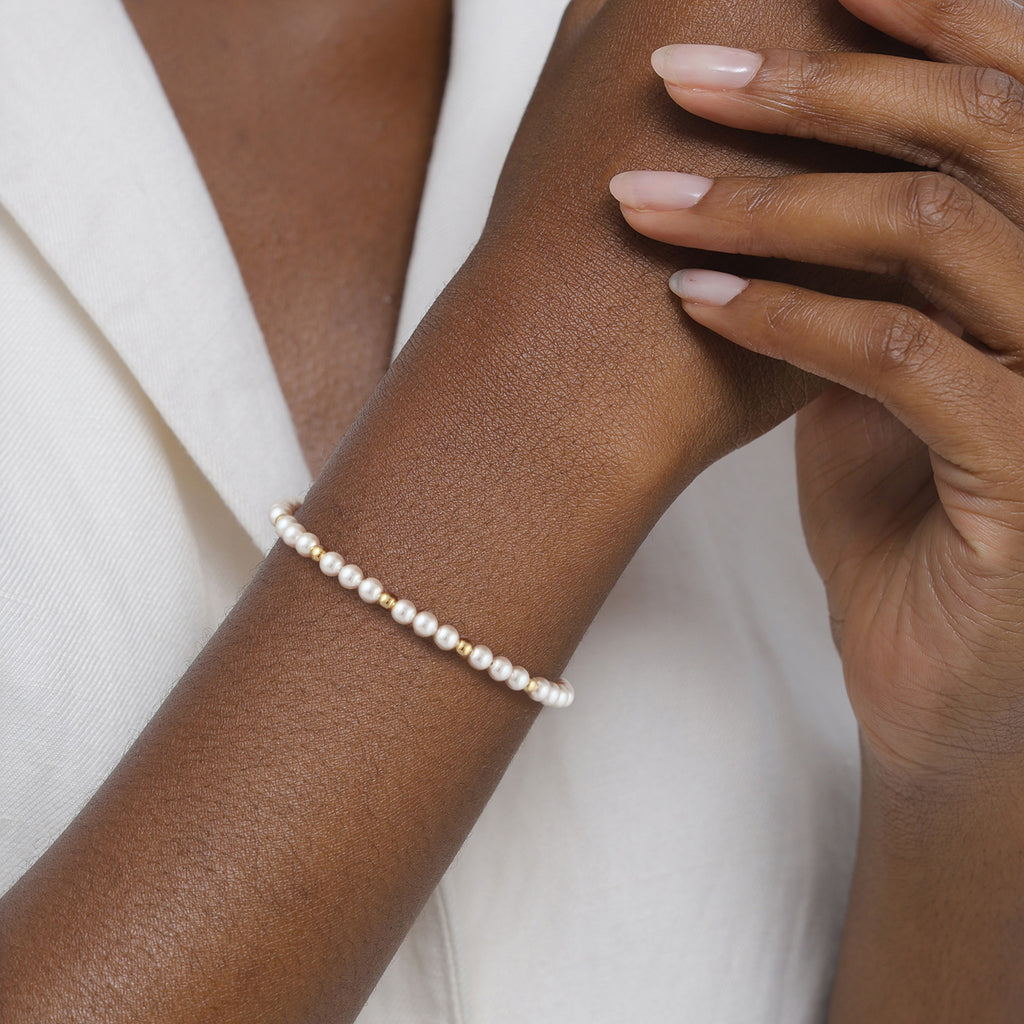 Gold Gelang Perhiasan Perak 925 Elegant Pearl Gold Plated