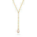 Gold Kalung Perhiasan Perak 925 Wanita Y-chain White Pearl Gold Plated