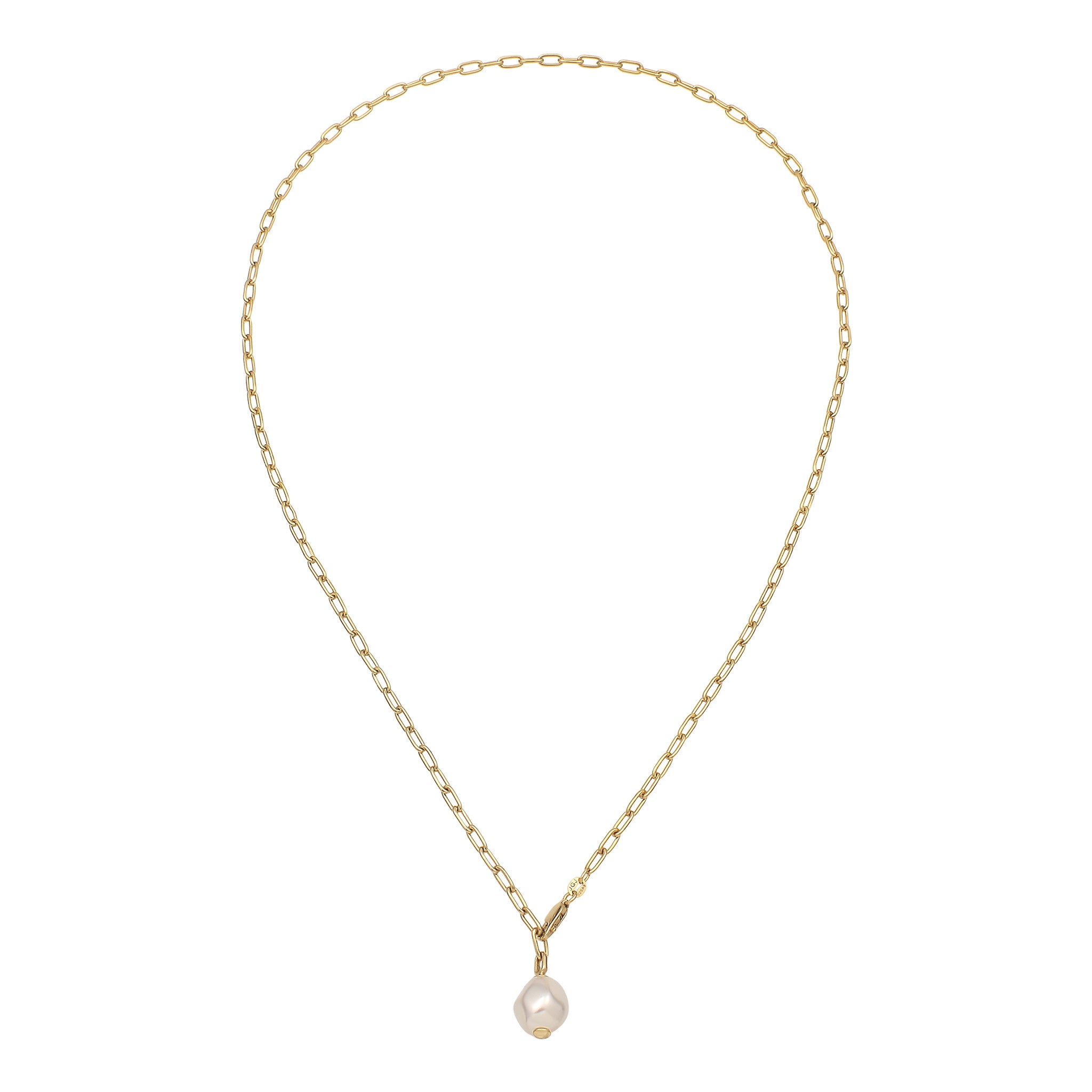 Gold Kalung Perhiasan Perak 925 Wanita Y-chain White Pearl Gold Plated