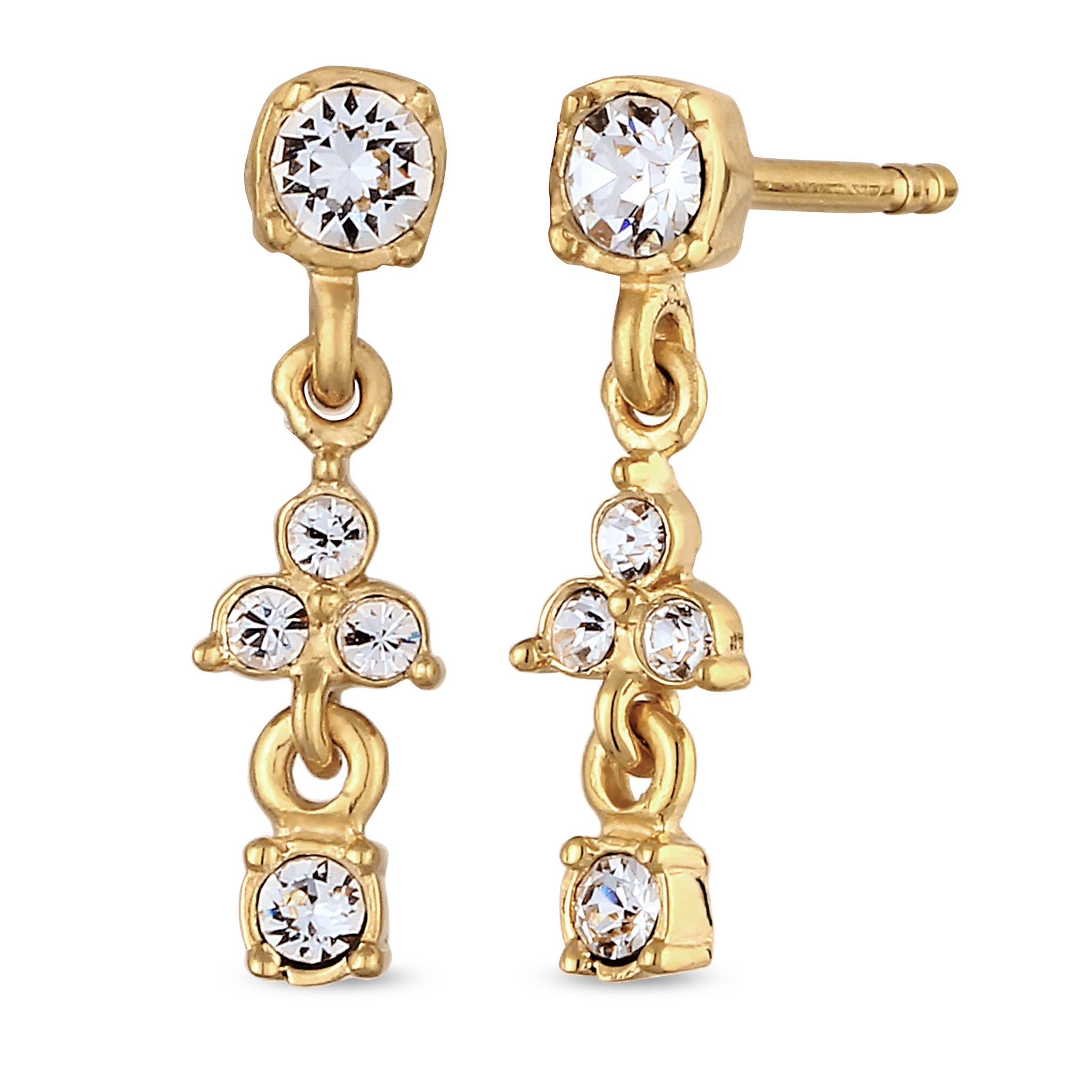 Gold Anting Perhiasan Perak 925 Wanita Stud White Crystals Gold Plated
