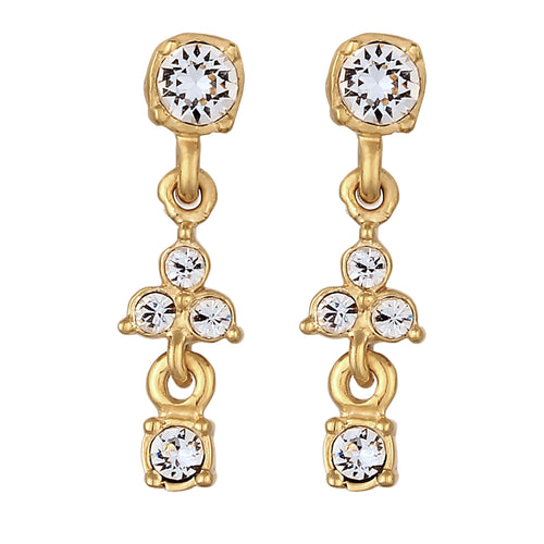 Gold Anting Perhiasan Perak 925 Wanita Stud White Crystals Gold Plated