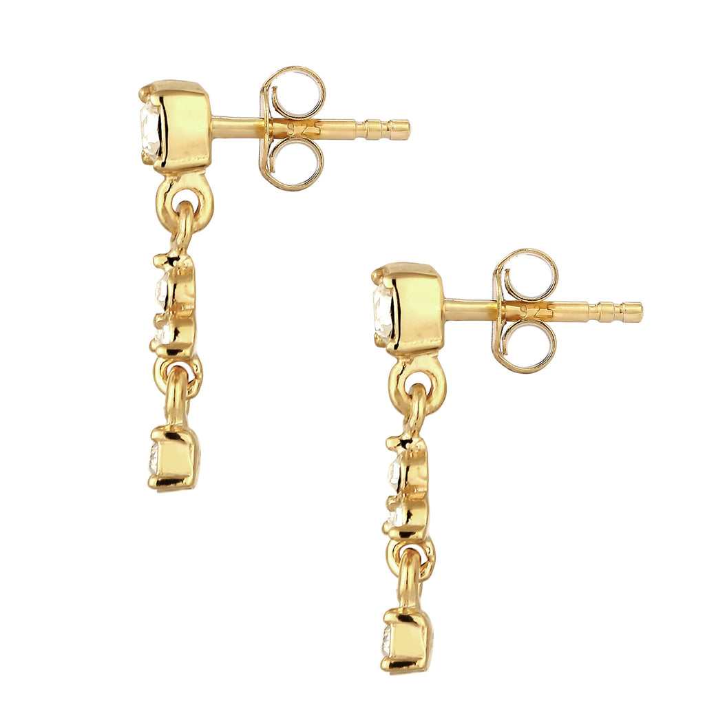 Gold Anting Perhiasan Perak 925 Wanita Stud White Crystals Gold Plated