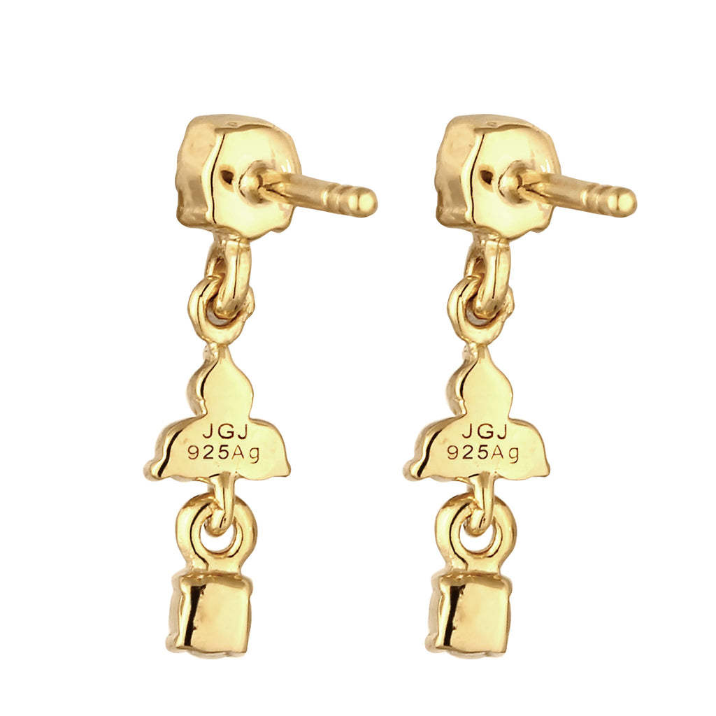 Gold Anting Perhiasan Perak 925 Wanita Stud White Crystals Gold Plated