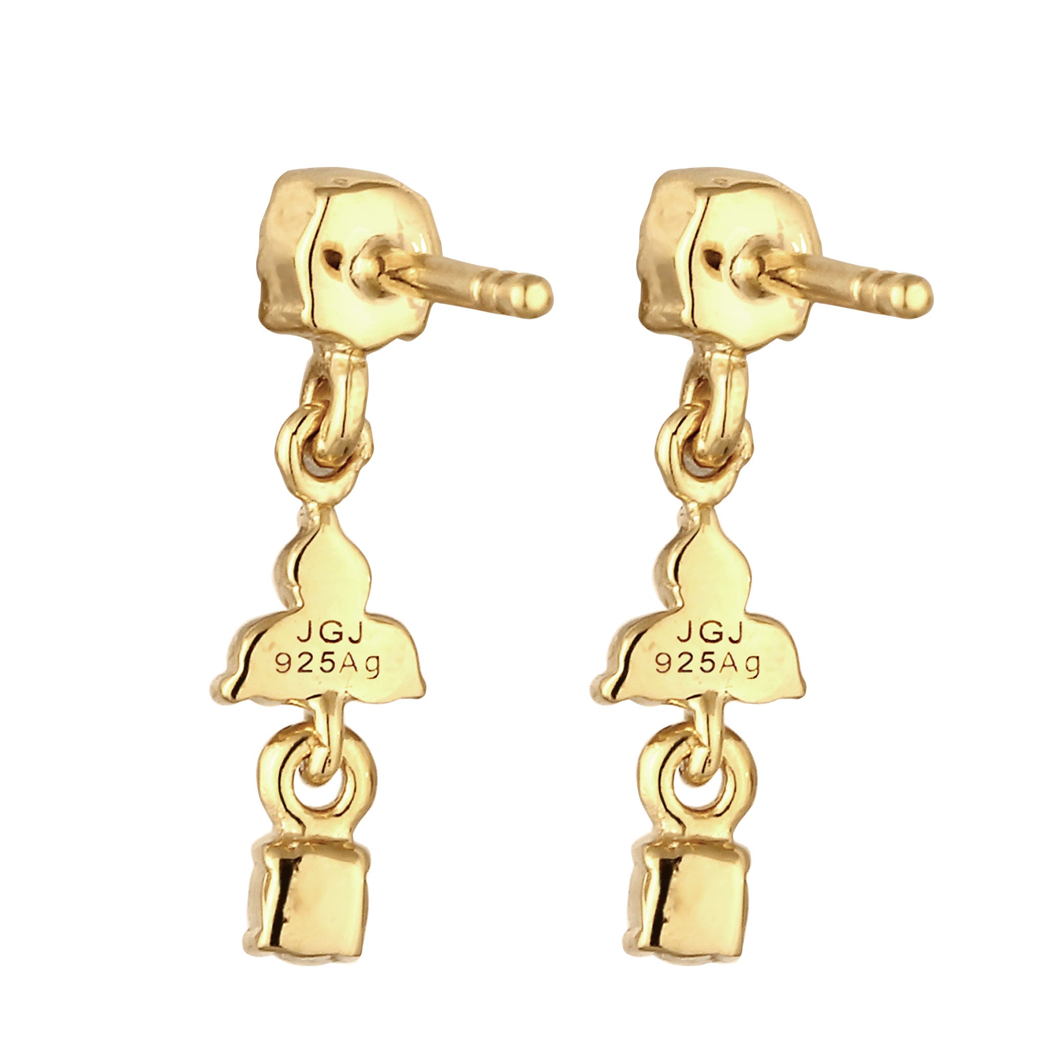 Gold Anting Perhiasan Perak 925 Wanita Stud White Crystals Gold Plated