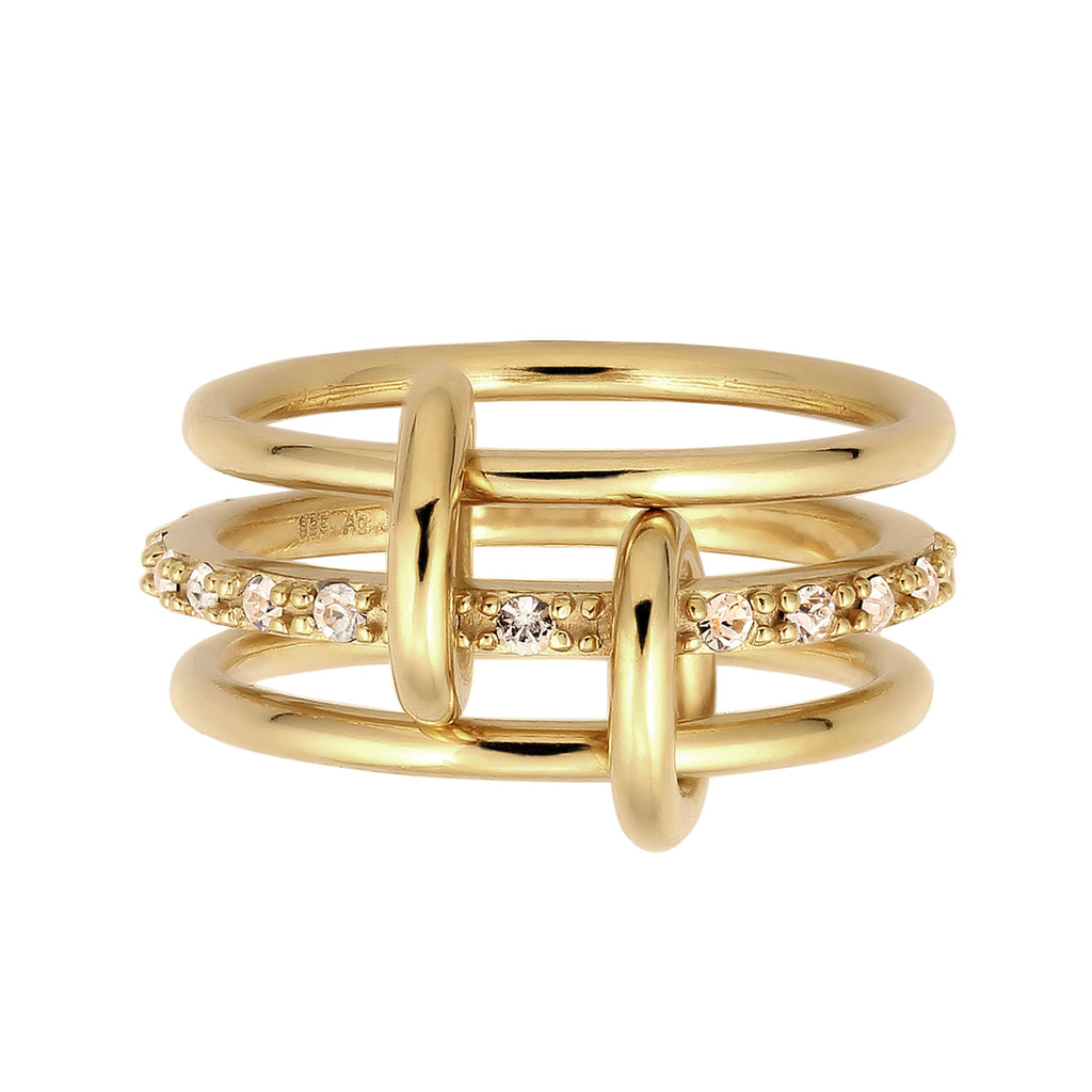 Gold Cincin Perhiasan Perak 925 Wanita Elegant Crystals Gold Plated