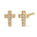 Gold Anting Perhiasan Perak 925 Wanita Stud Cross White Crystals
