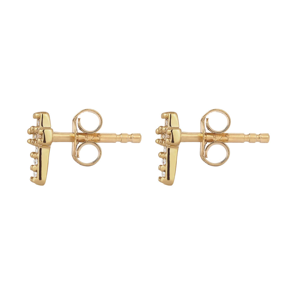Gold Anting Perhiasan Perak 925 Wanita Stud Cross White Crystals