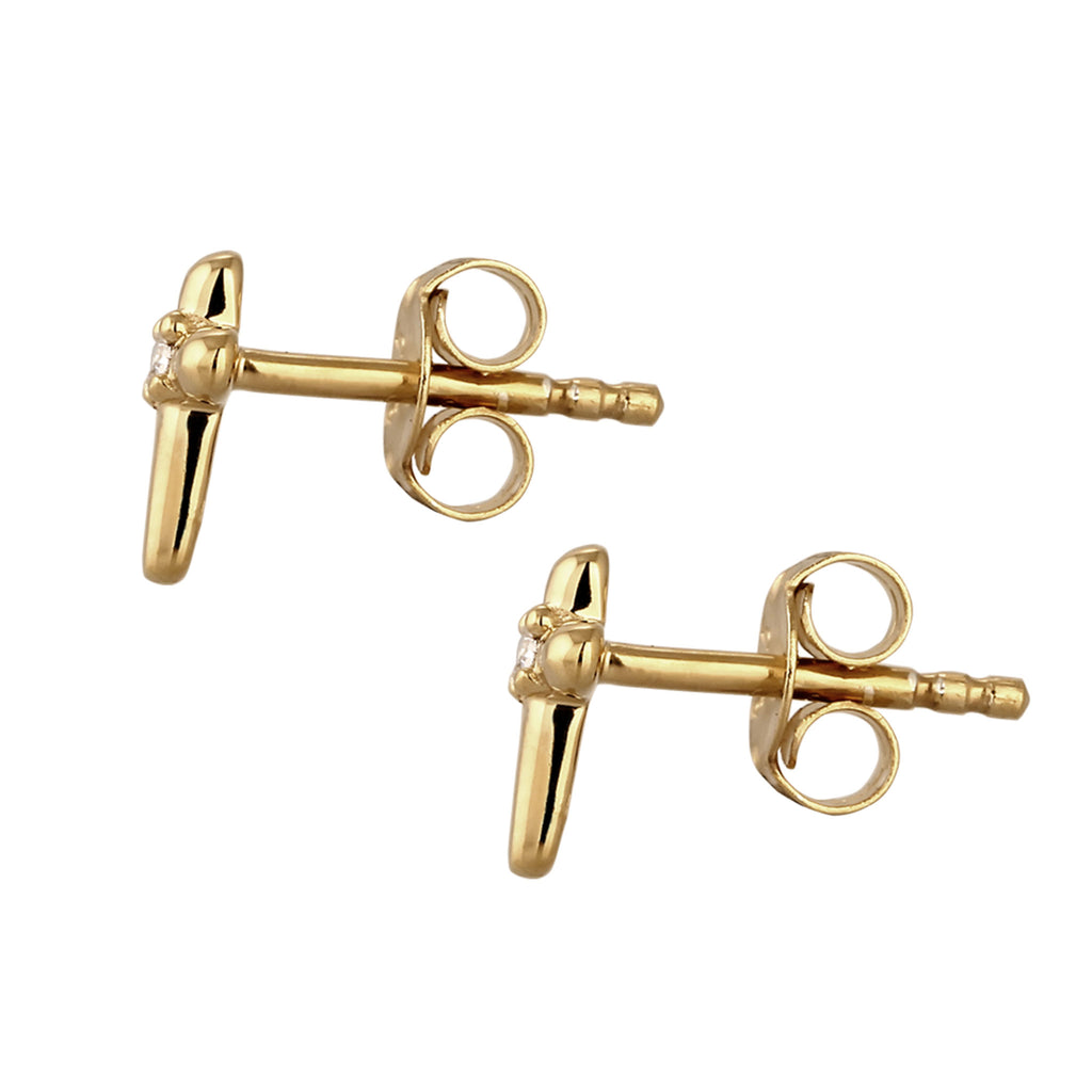 Gold Anting Perhiasan Perak 925 Wanita Stud Cross White Crystals Gold Plated