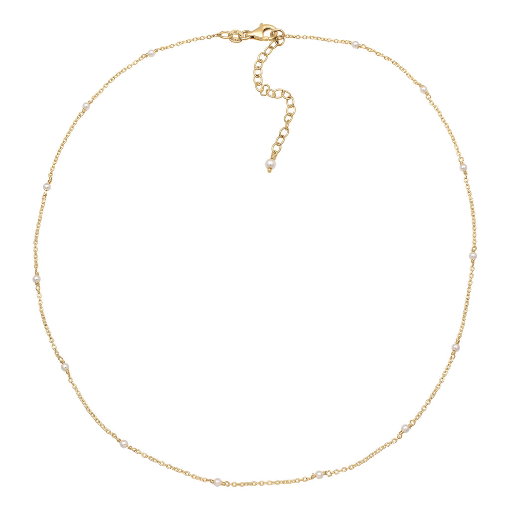 Gold Kalung Perhiasan Perak 925 Wanita & Pendek Swarovski Pearl Gold-plated