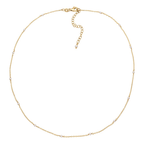 Gold Kalung Perhiasan Perak 925 Wanita & Pendek Swarovski Pearl Gold-plated