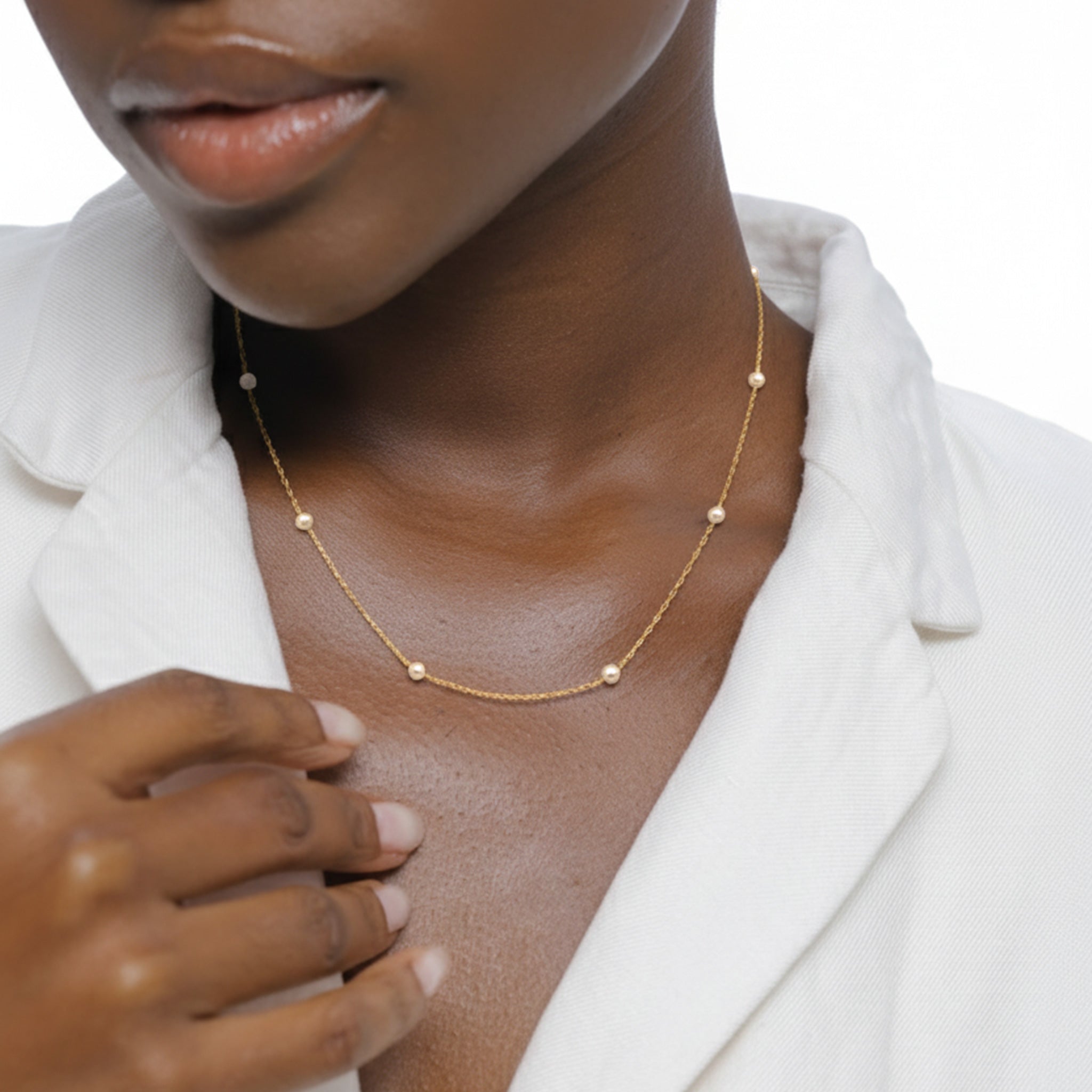 Gold Kalung Perhiasan Perak 925 Wanita Elegant Swarovski® Pearl Gold Plated
