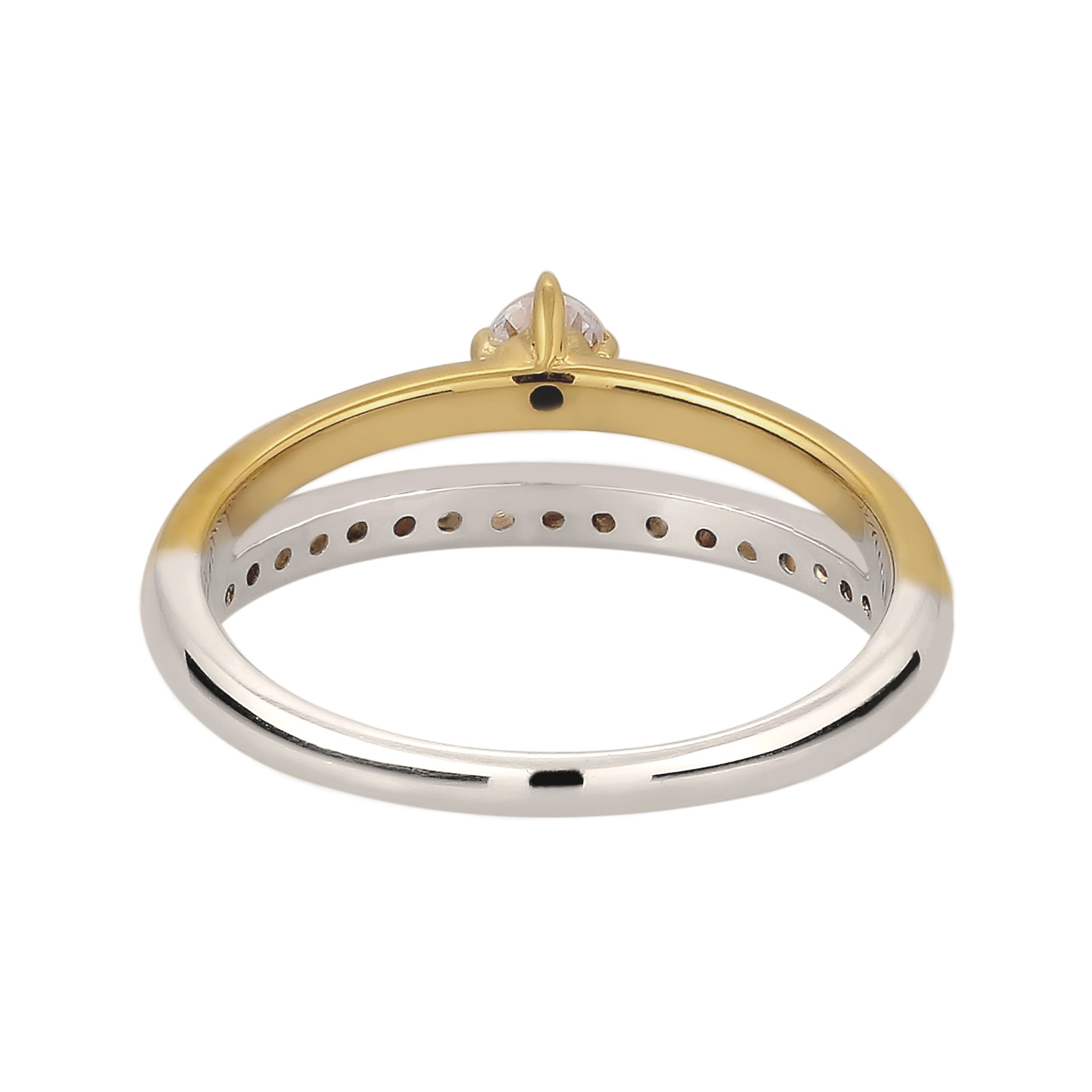 Bicolor Cincin Perhiasan Perak 925 Wanita Engagement Solitaire Sparkling Zirconia Crystals Bicolor