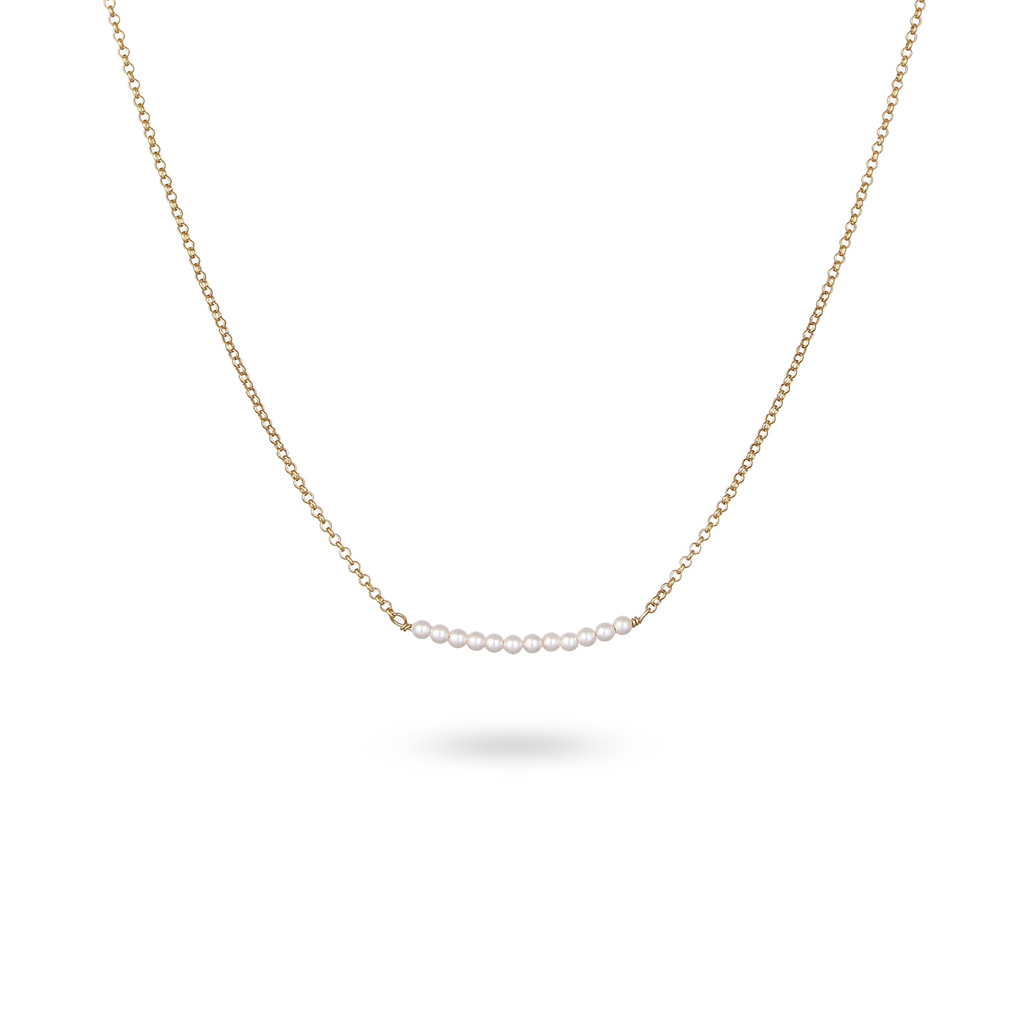 Gold Kalung Perhiasan Perak 925 Wanita Choker Swarovski® Pearl Gold Plated
