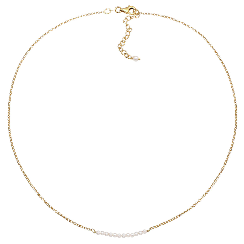 Gold Kalung Perhiasan Perak 925 Wanita Choker Swarovski® Pearl Gold Plated