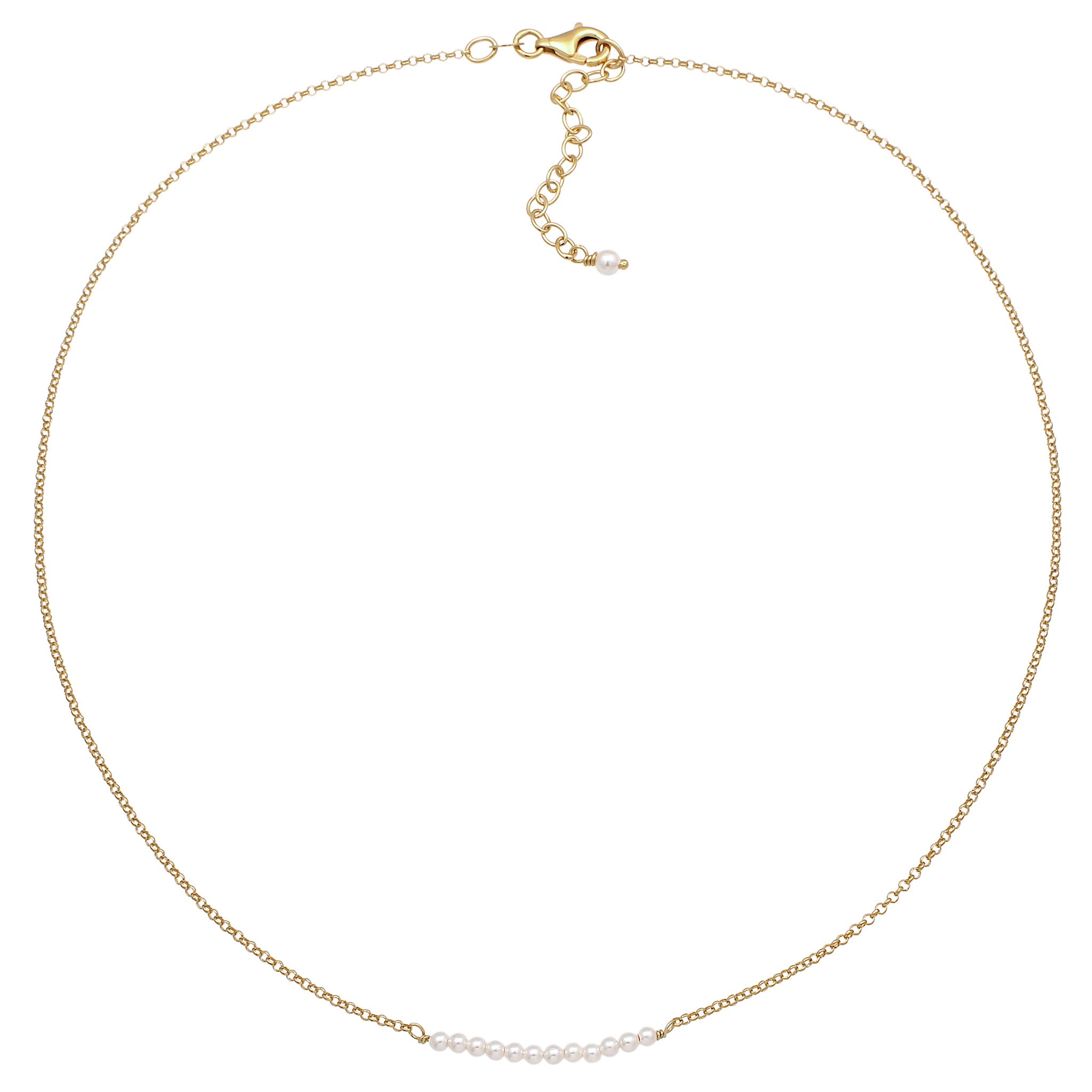 Gold Kalung Perhiasan Perak 925 Wanita Choker Swarovski® Pearl Gold Plated